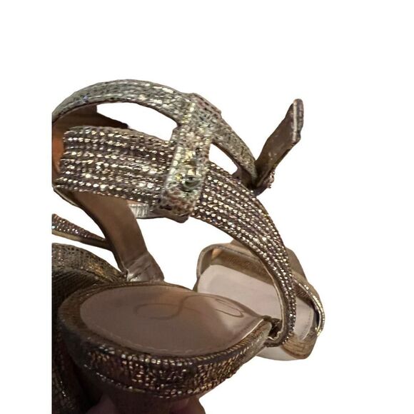 Sam Edelman Ophelia Gold Open Toe Heels Sz. 6 - Picture 6 of 12